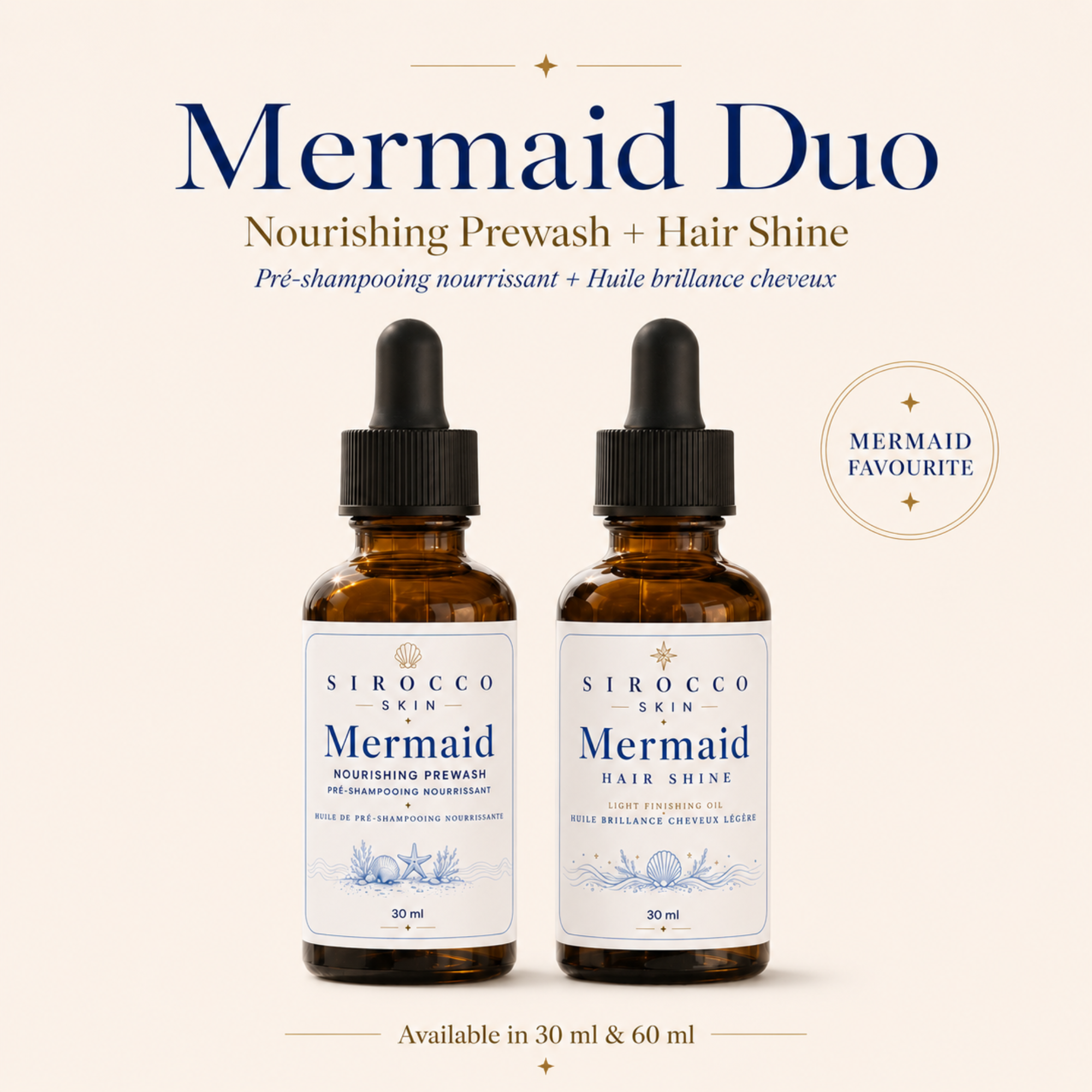 Mermaid Hair Duo – Nourishing Prewash + Hair Shine Oil Set