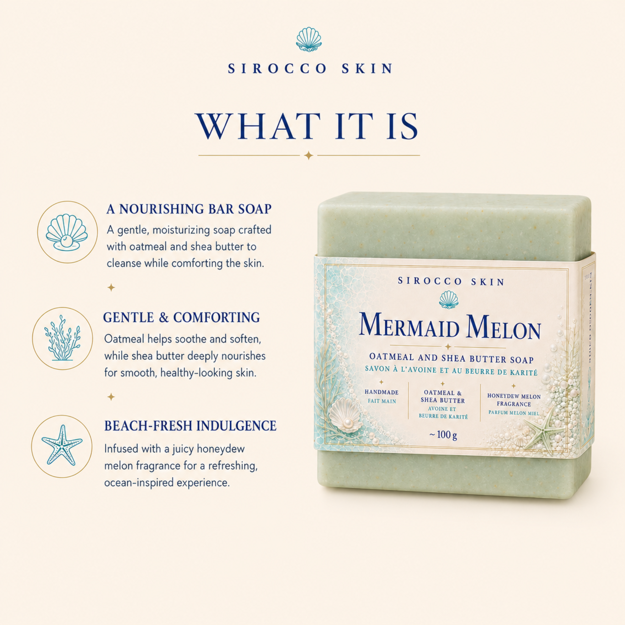 Mermaid Melon Oatmeal & Shea Butter Soap – Handmade Bar Soap