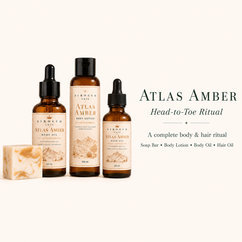 Atlas Amber Head-to-Toe Ritual Set – 4-Piece Body & Hair Gift Set | Sirocco Skin
