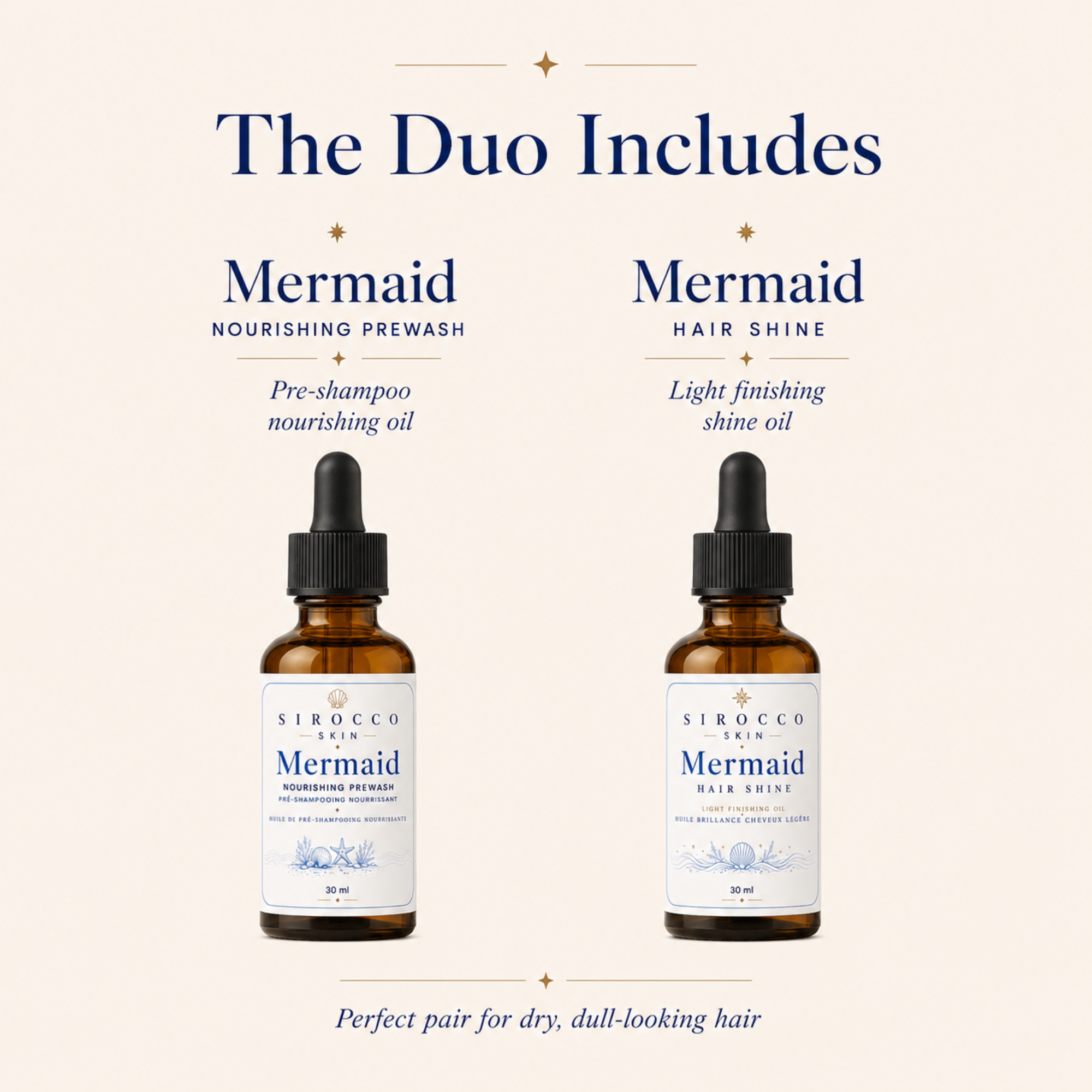 Mermaid Hair Duo – Nourishing Prewash + Hair Shine Oil Set
