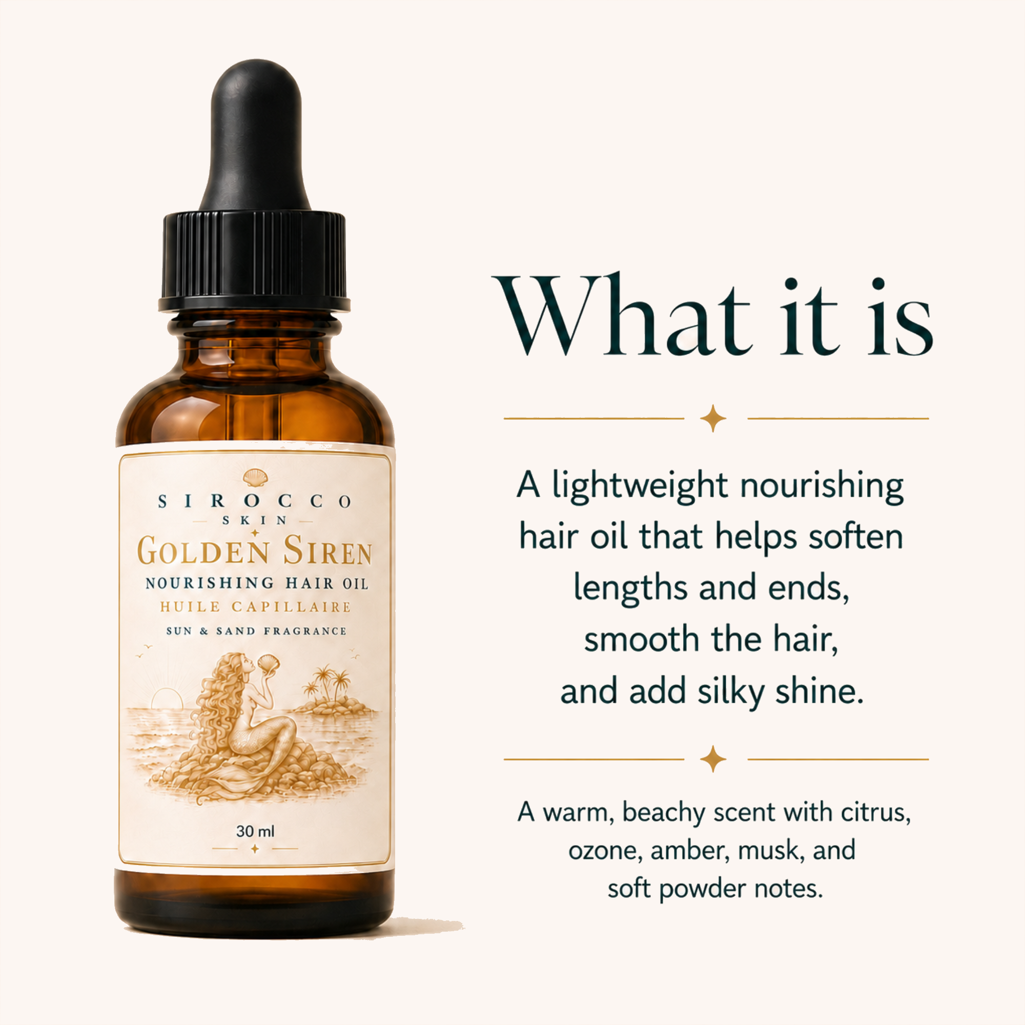 Golden Siren Nourishing Hair Oil – Sun & Sand Scent