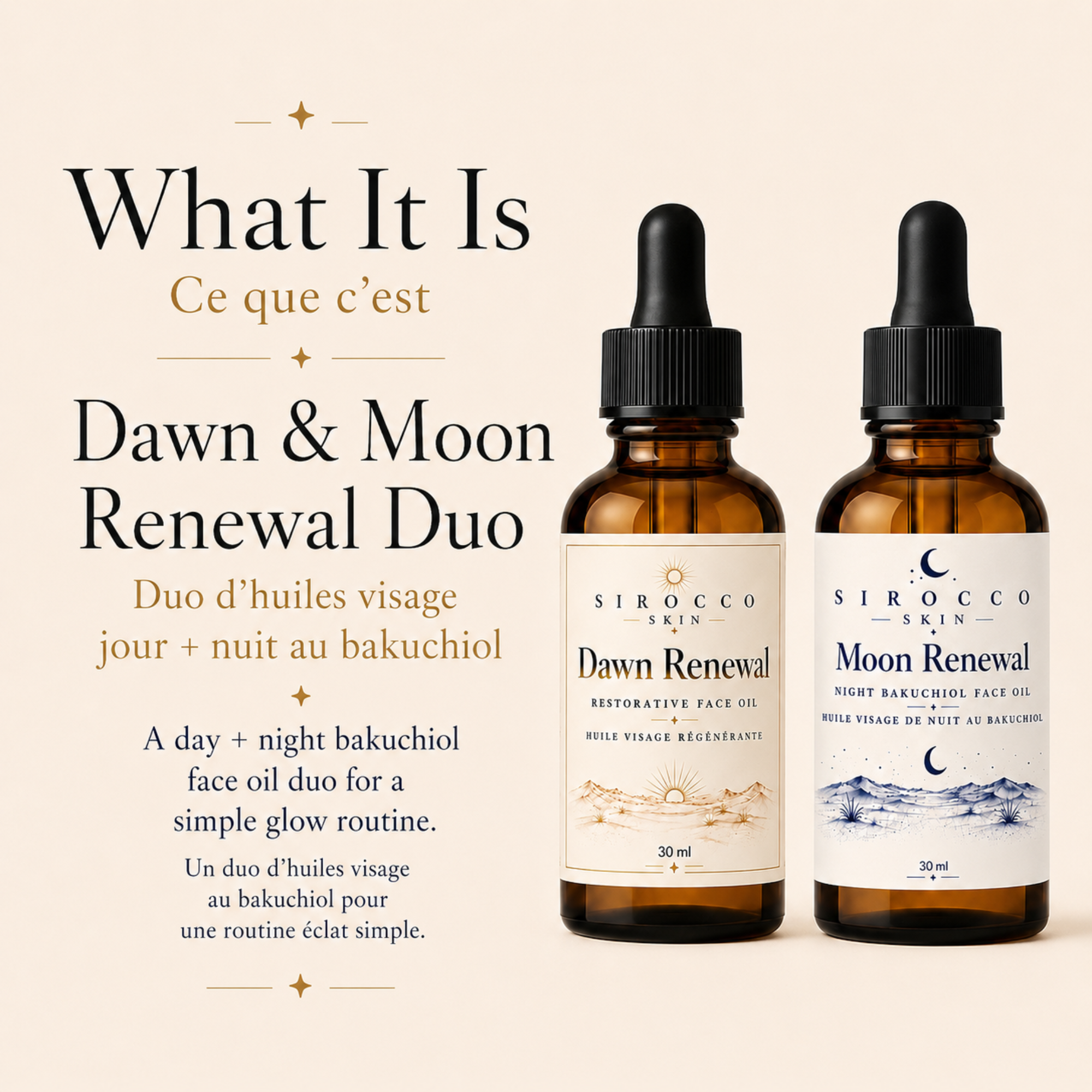 Dawn & Moon Bakuchiol Renewal Duo – Day + Night Face Oil Set