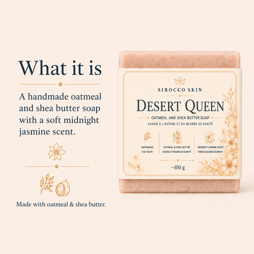 Desert Queen Oatmeal & Shea Butter Soap – Midnight Jasmine Scent
