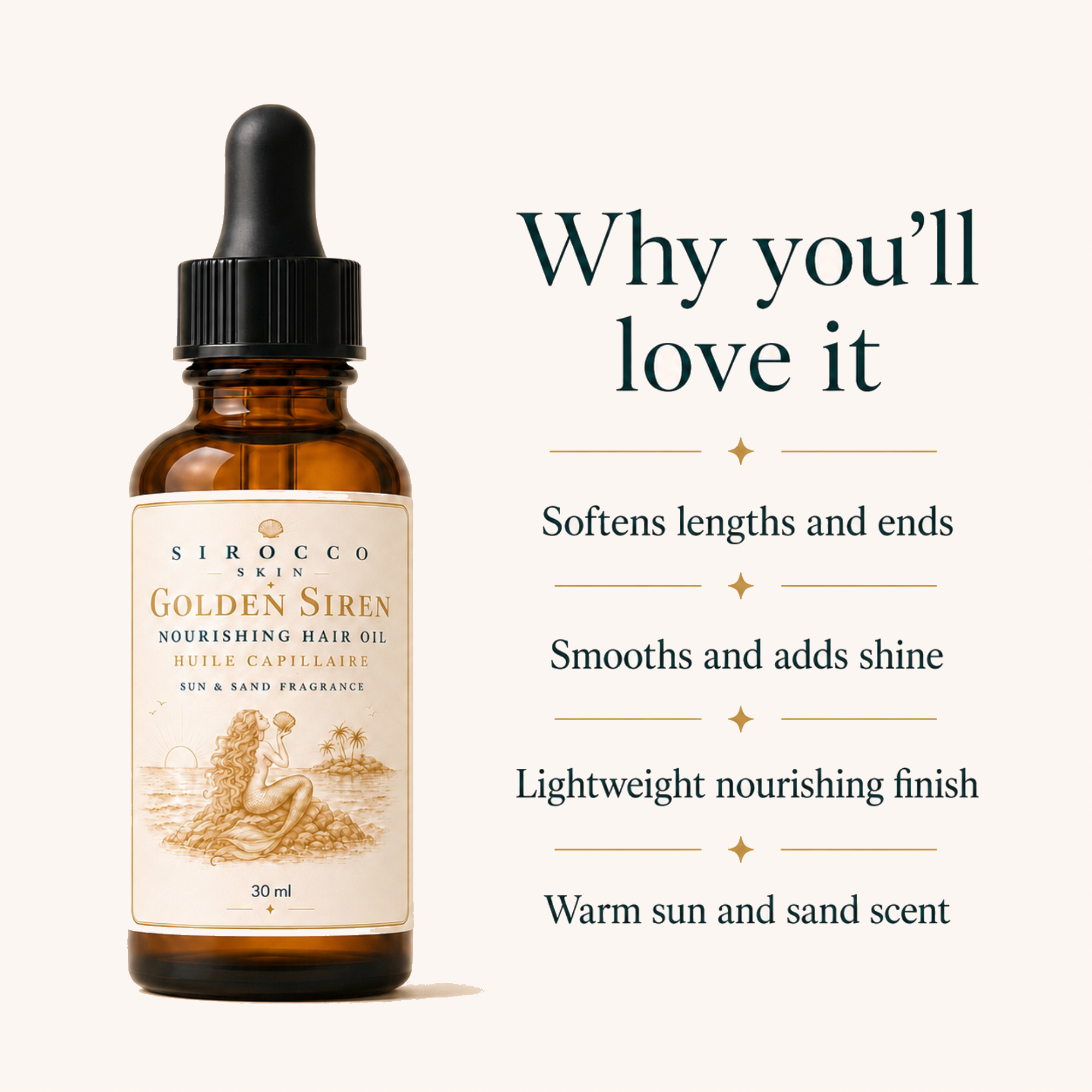 Golden Siren Nourishing Hair Oil – Sun & Sand Scent