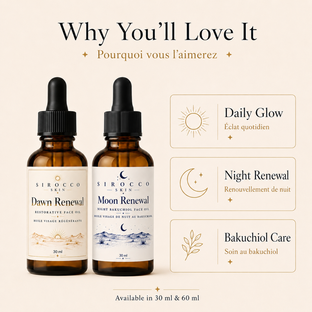 Dawn & Moon Bakuchiol Renewal Duo – Day + Night Face Oil Set