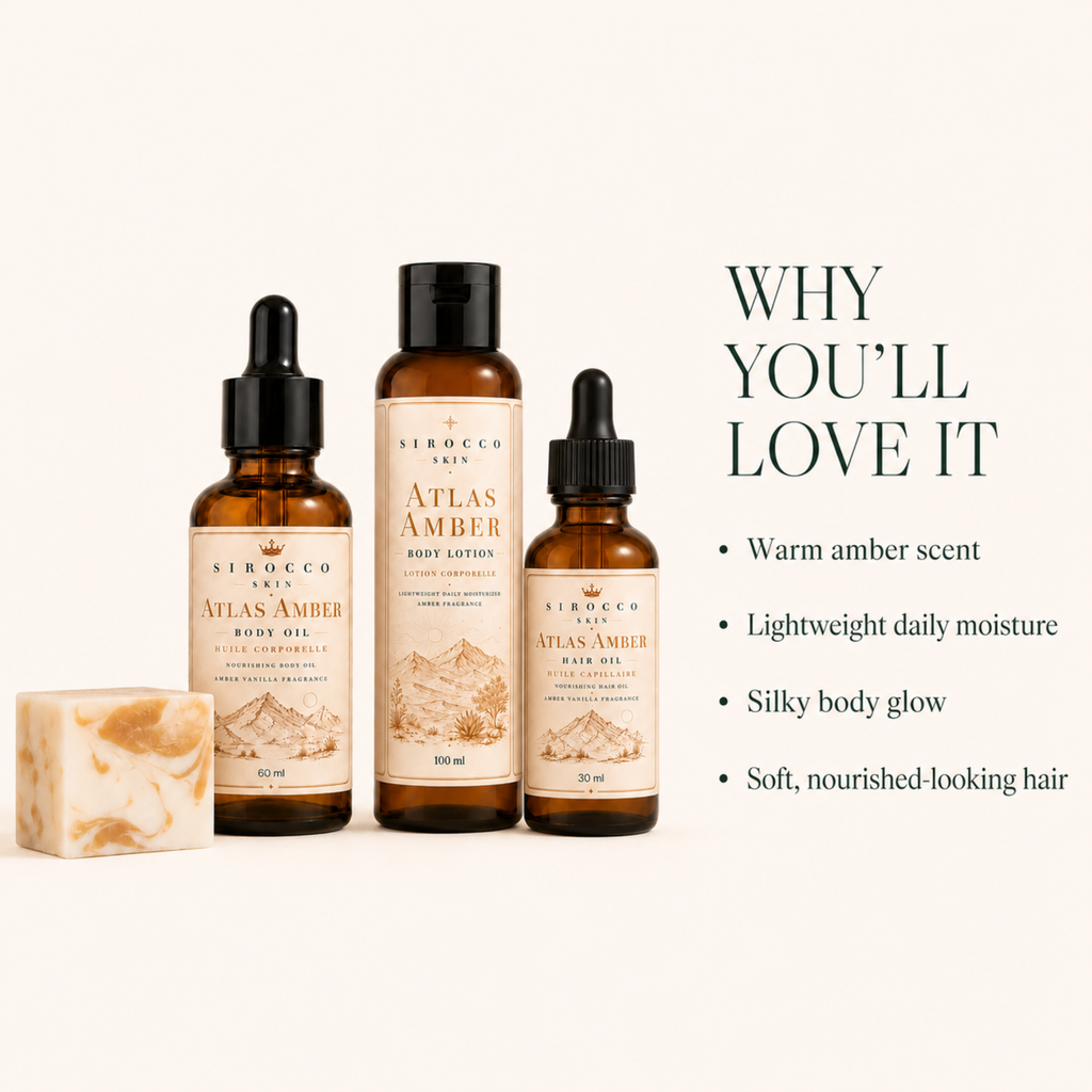 Atlas Amber Head-to-Toe Ritual Set – 4-Piece Body & Hair Gift Set | Sirocco Skin