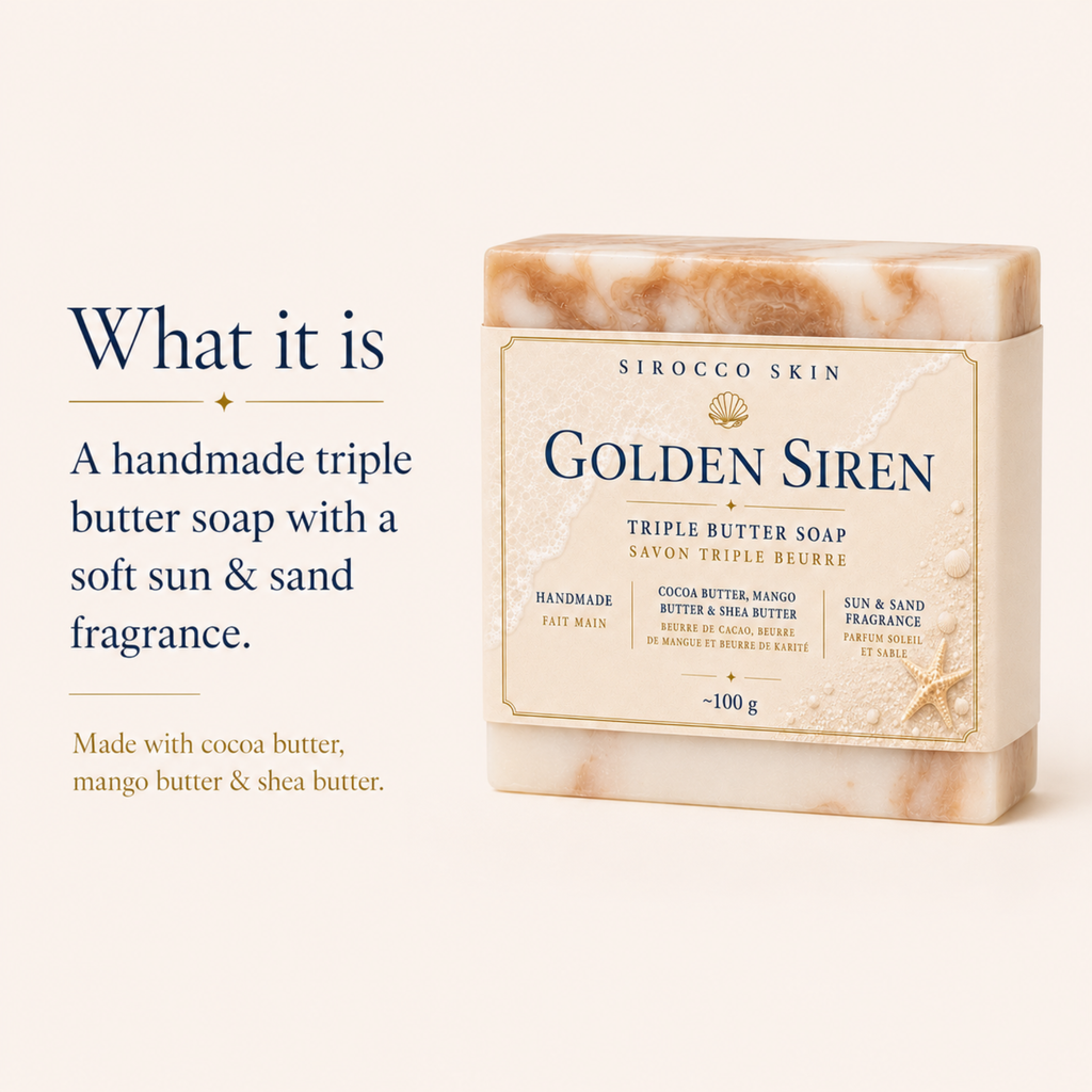 Golden Siren Triple Butter Soap – Handmade with Cocoa, Mango & Shea Butter