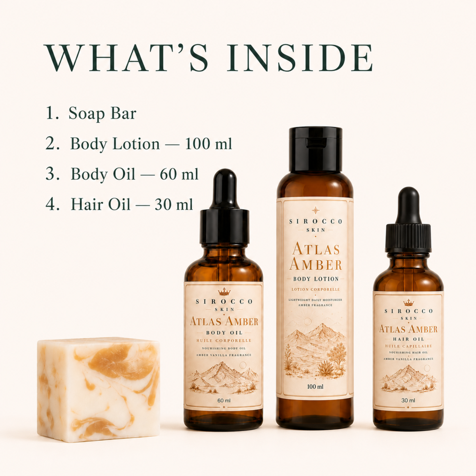 Atlas Amber Head-to-Toe Ritual Set – 4-Piece Body & Hair Gift Set | Sirocco Skin