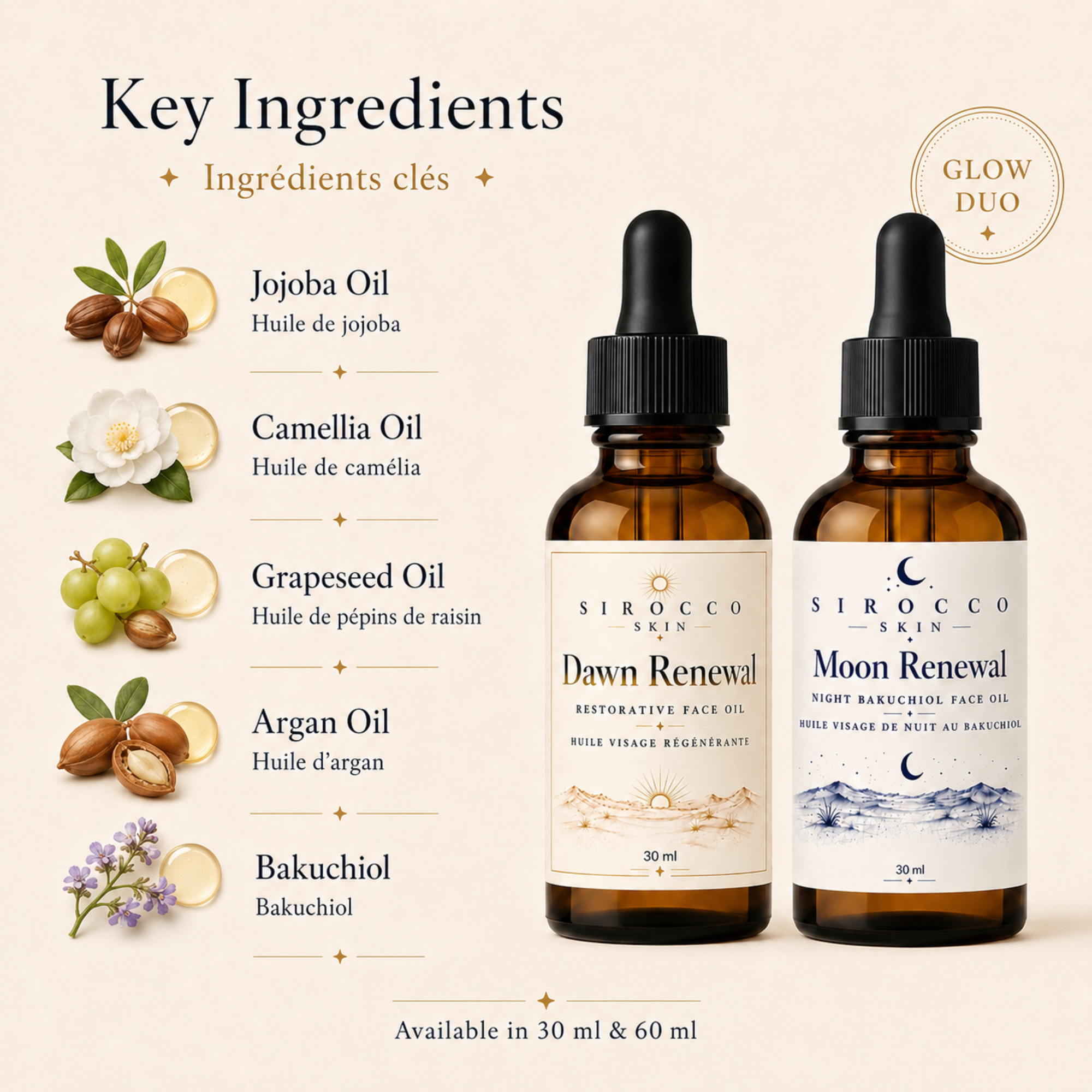 Dawn & Moon Bakuchiol Renewal Duo – Day + Night Face Oil Set