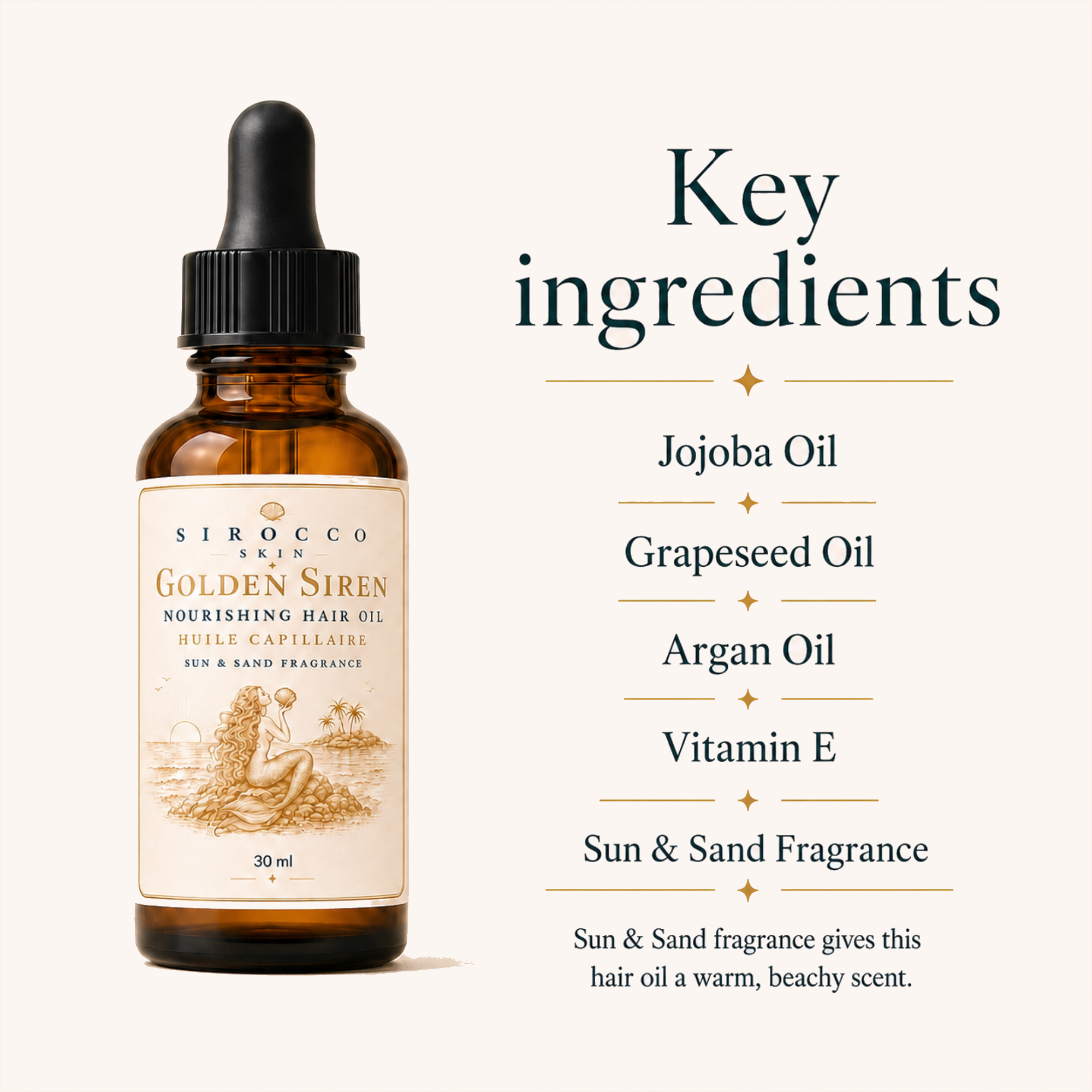 Golden Siren Nourishing Hair Oil – Sun & Sand Scent
