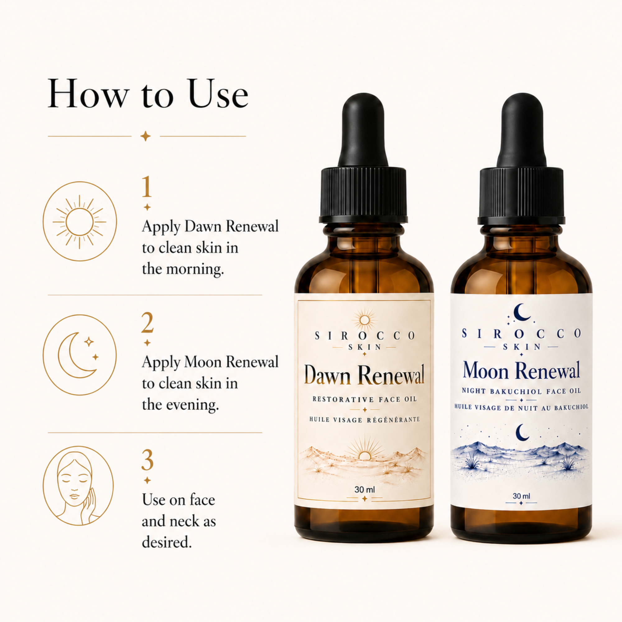 Dawn & Moon Bakuchiol Renewal Duo – Day + Night Face Oil Set