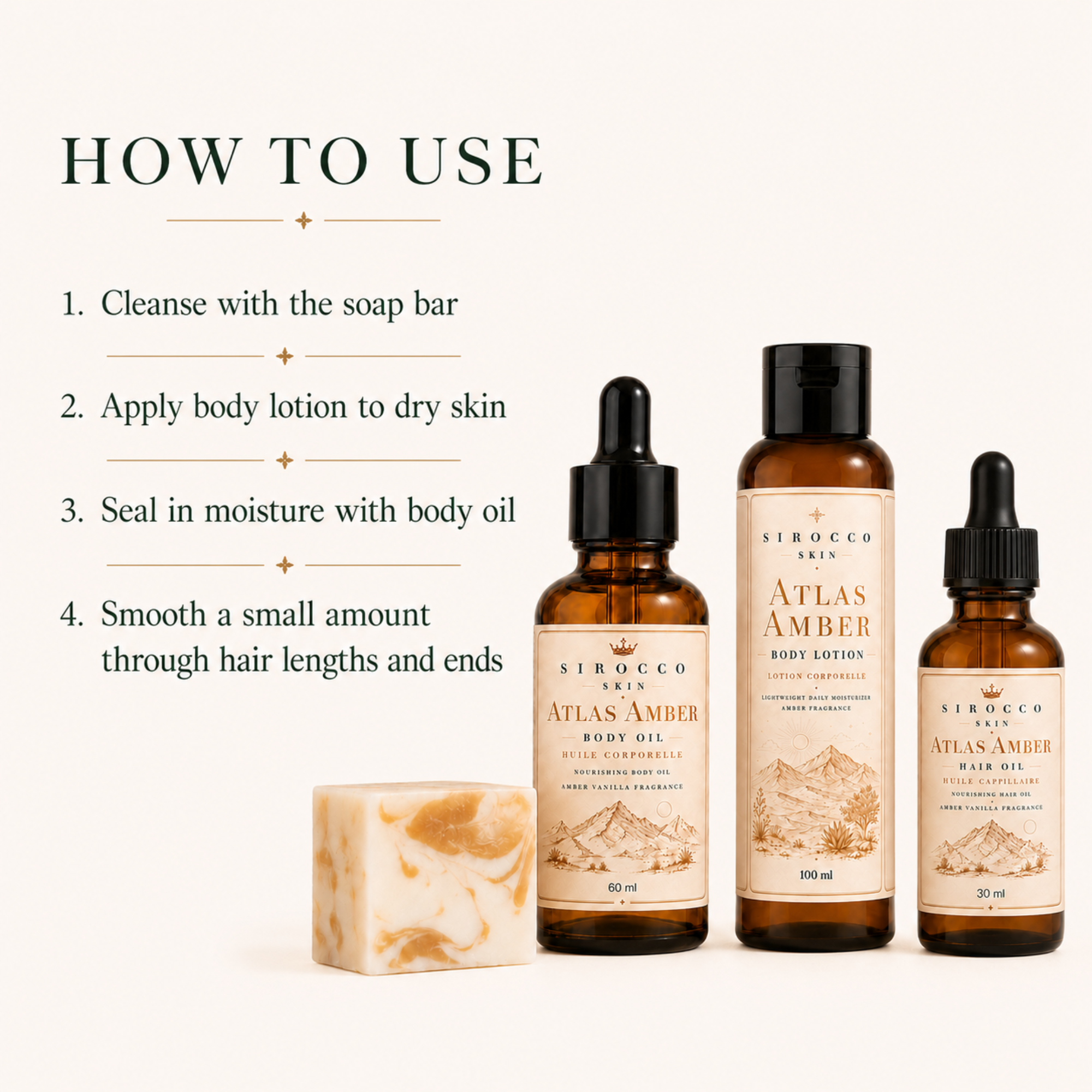 Atlas Amber Head-to-Toe Ritual Set – 4-Piece Body & Hair Gift Set | Sirocco Skin