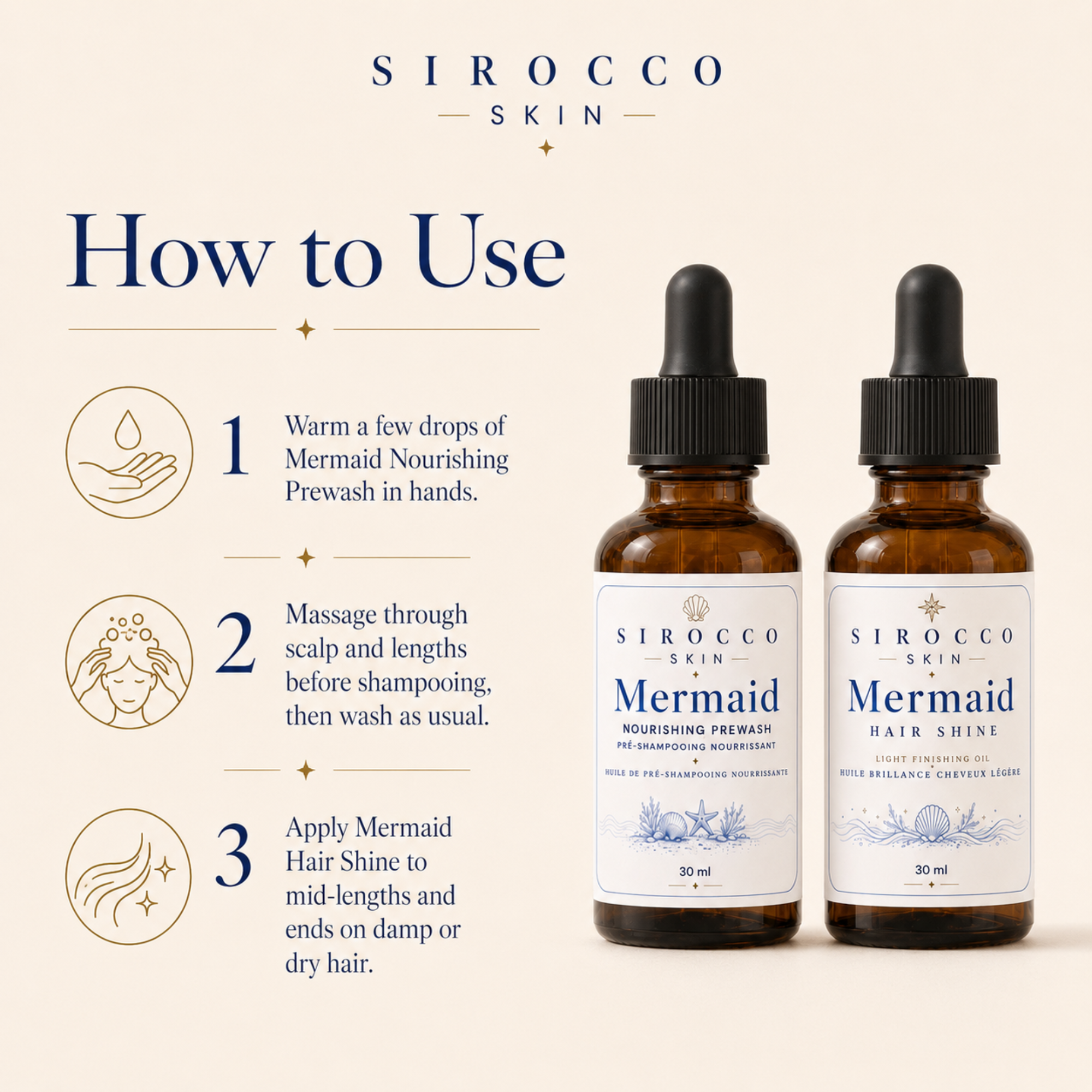Mermaid Hair Duo – Nourishing Prewash + Hair Shine Oil Set