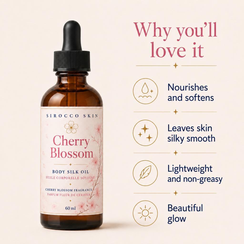 Cherry Blossom Body Silk Oil – Nourishes, Softens & Leaves Skin with a Glow