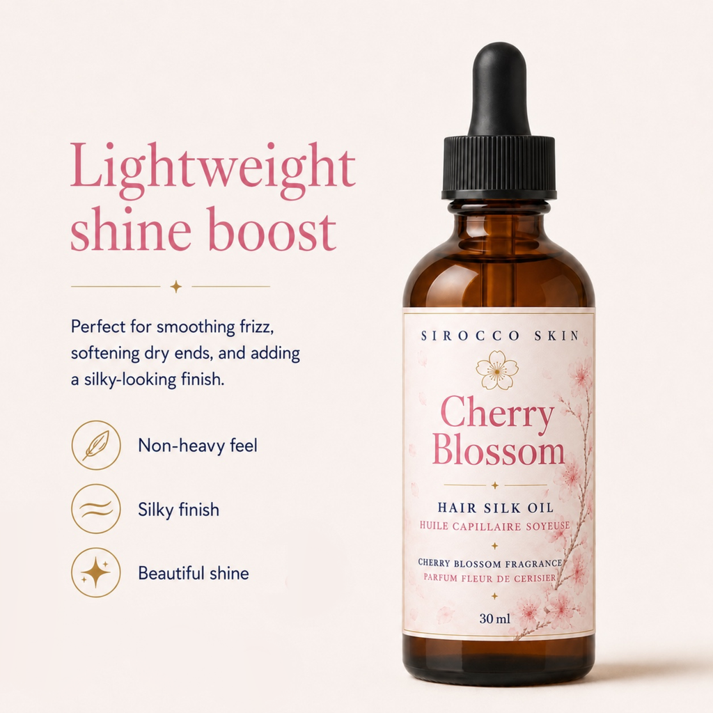 Cherry Blossom Hair Silk Oil – Smooths Frizz & Adds Shine