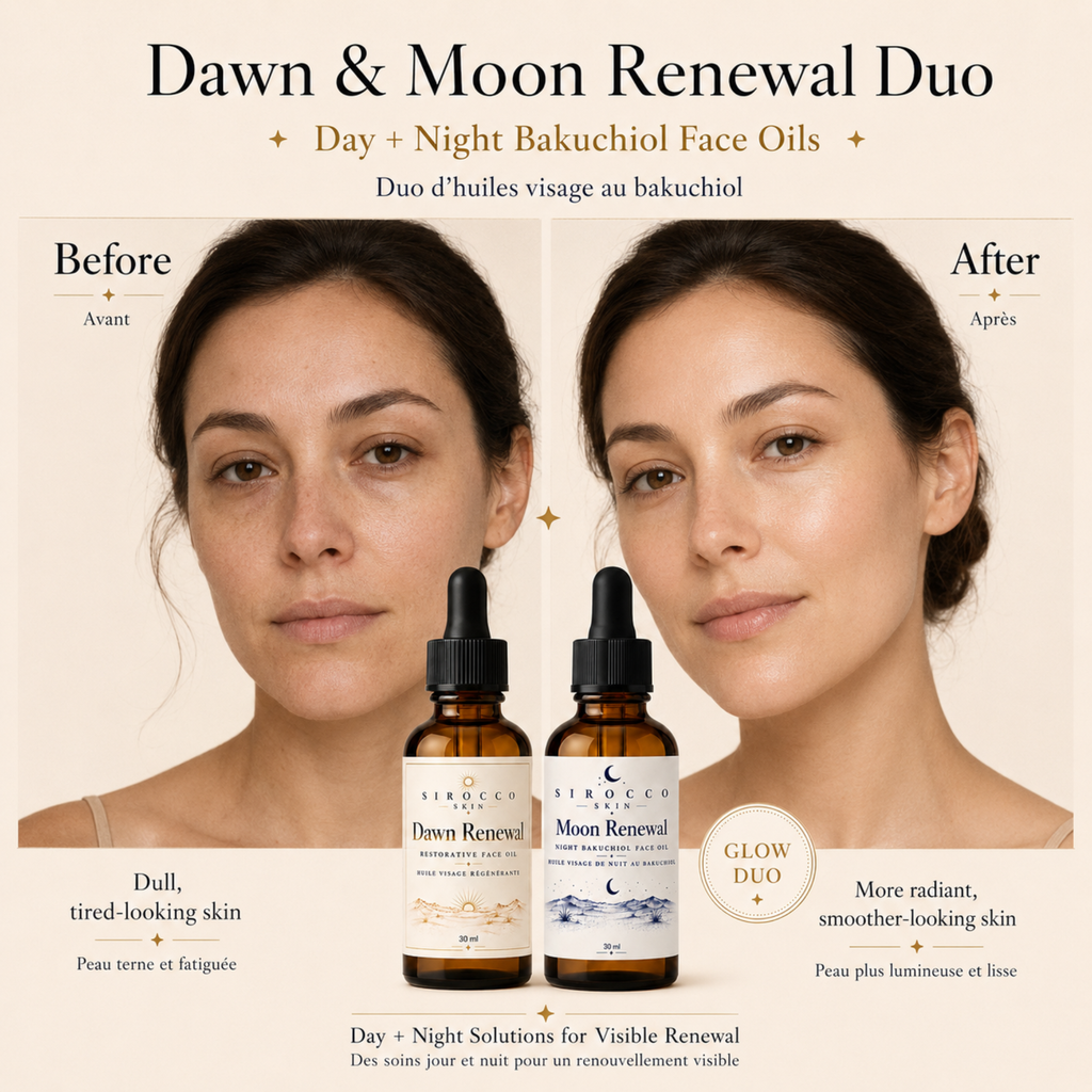 Dawn & Moon Bakuchiol Renewal Duo – Day + Night Face Oil Set