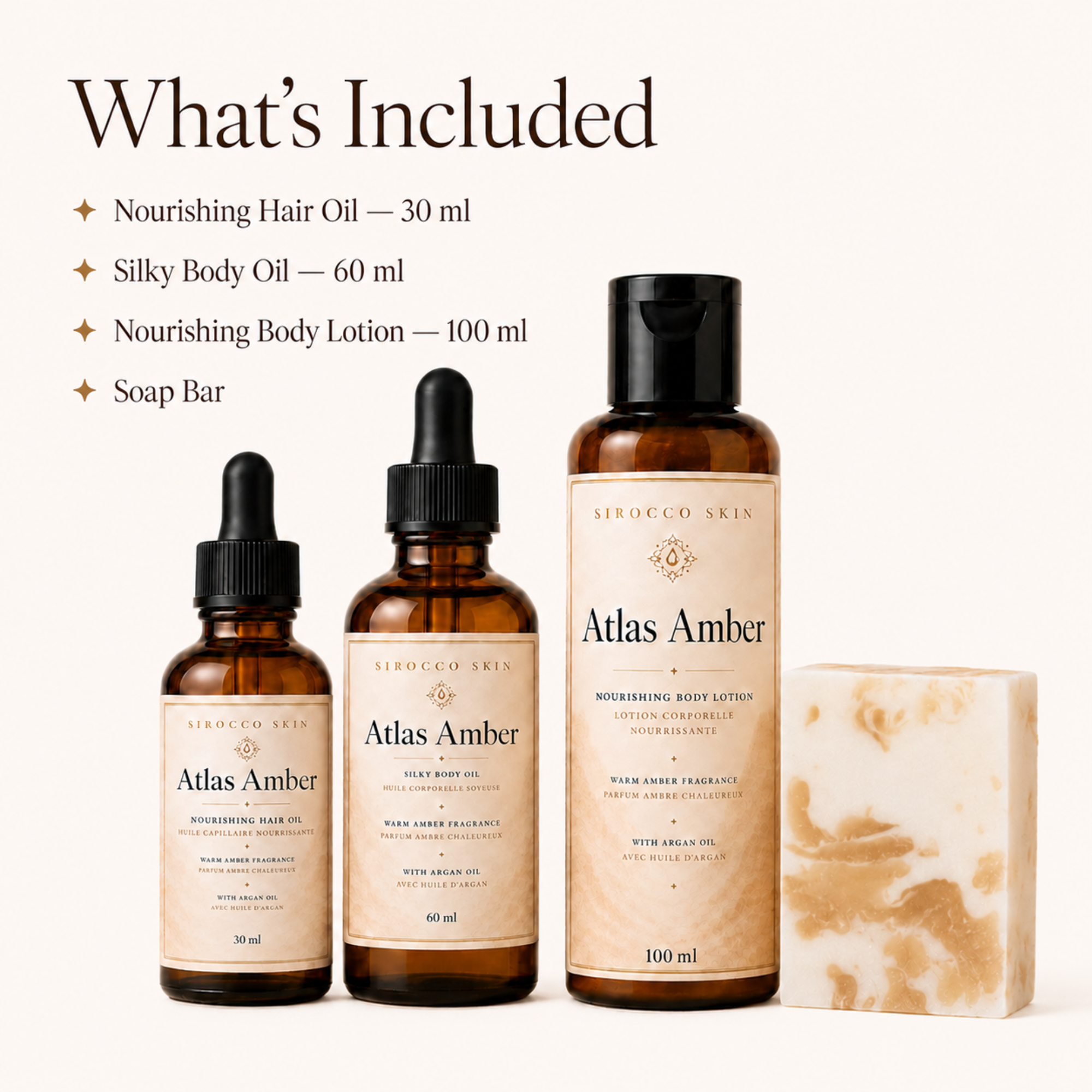 Atlas Amber Head-to-Toe Ritual Set – 4-Piece Body & Hair Gift Set | Sirocco Skin